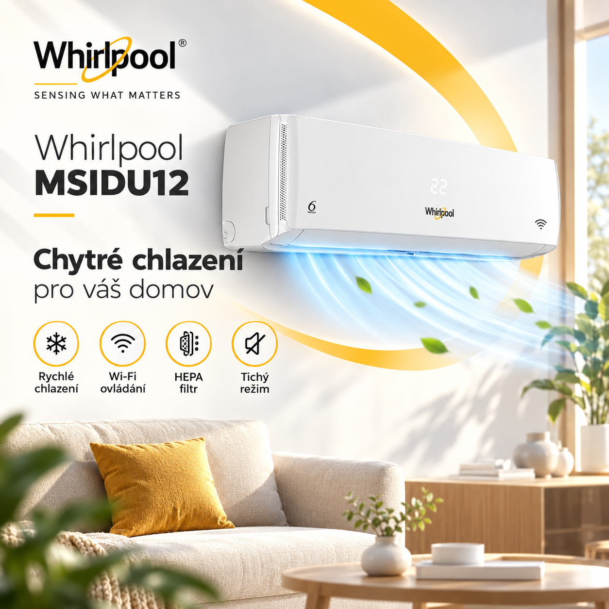 Whirlpool klimatizace multisplit vnitřní jednotka MSIDU12 - 3,5 kW R32 Wi-Fi