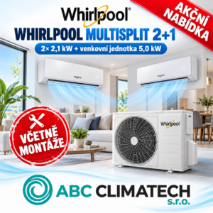 WHIRLPOOL MULTISPLIT 2+1 – 2× 2,1 kW + venkovní jednotka 5,0 kW | Wi-Fi | Chlazení a topení | A++/A+ včetně montáže WHIRLPOOL MULTISPLIT 2+1 – 2× 2,1 kW + venkovní jednotka 5,0 kW | Wi-Fi | Chlazení a topení | A++/A+ včetně montáže
